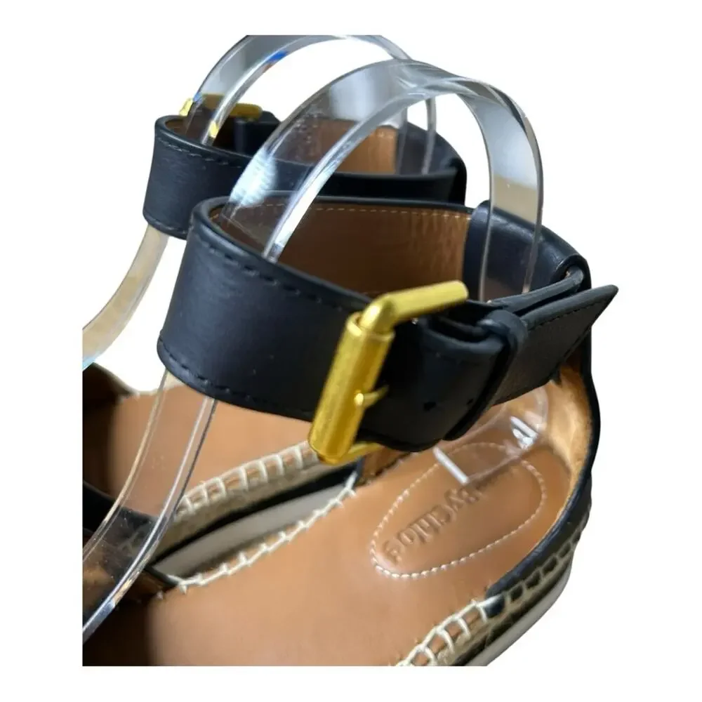 See by Chloe Glyn Espadrille Sandal Black Ankle Strap Size 37